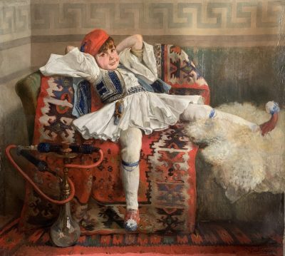 PAINTING YOUNG BOY DRESSED AS AN EVZONE - FERNAND GAUDFROY, 1908 1 LA CREDENCE ANTIQUAIRE PARIS